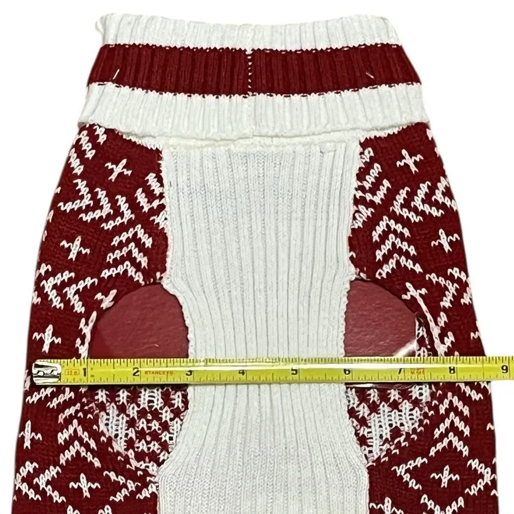 Red and White Knit Dog Sweater, Size‎ M